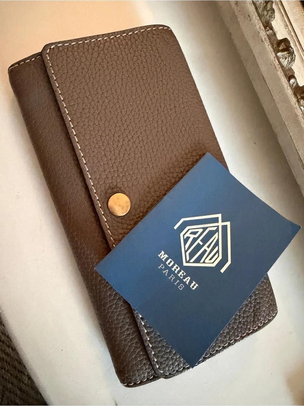 Moreau Paris Orange and Brown Leather Wallet
